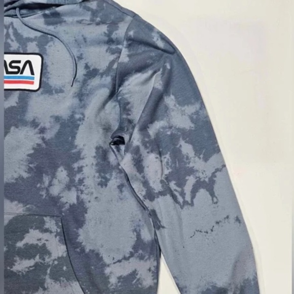 NASA Hoodie Mens XXL Blue Camo Graphic Fashion Streetwear Unique Sweathshirt NEW - Picture 2 of 8